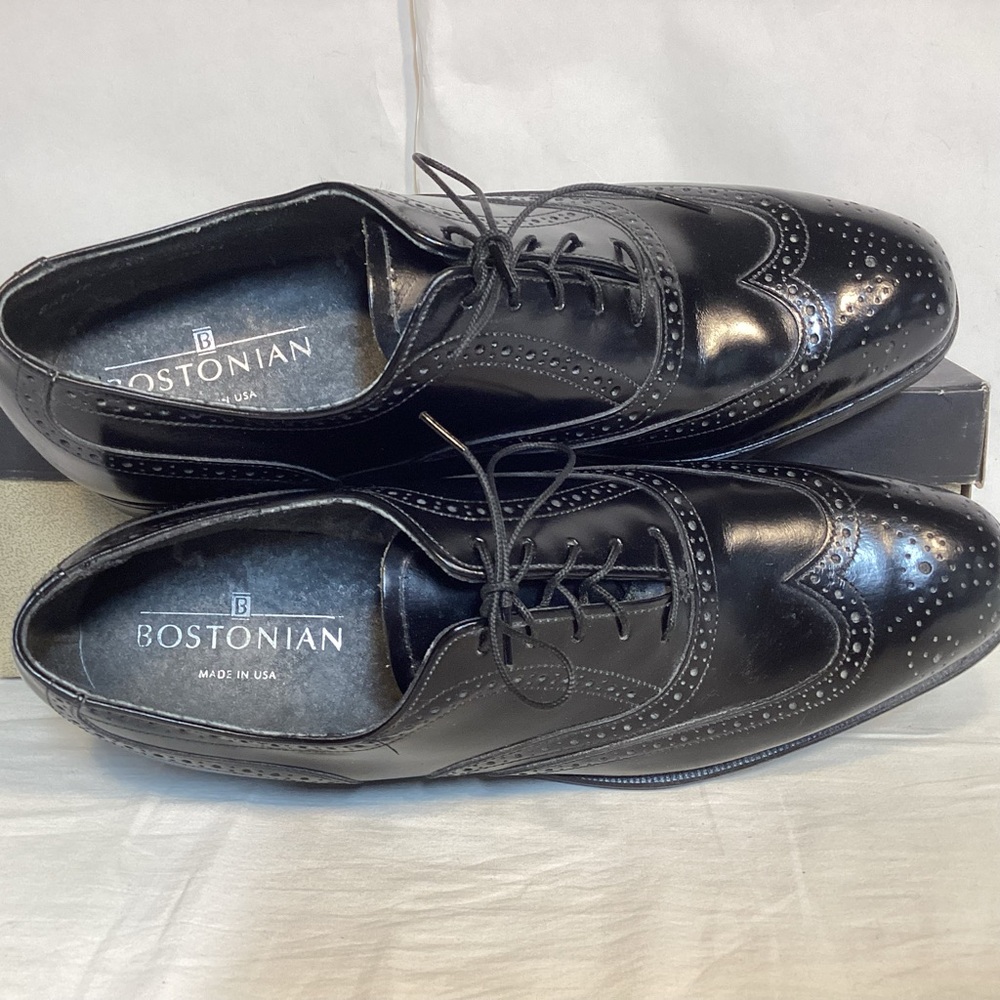 Vintage Bostonian Black Leather Wingtip Men’s Size 8.5 Made In USA - Picture 5 of 12